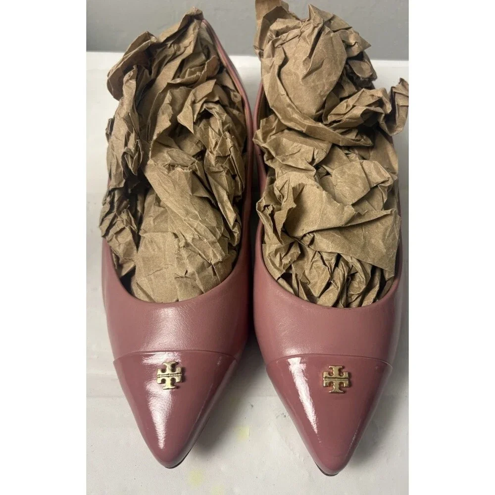 Tory Burch Fairford Point Toe Ballet Flat  Pink Leather Size 5 1/2